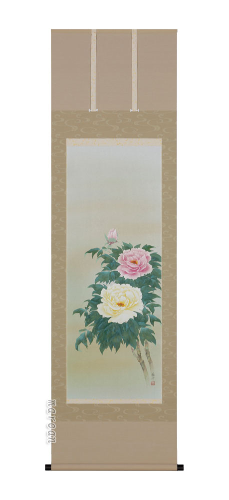 楽天市場】【値下げ】 掛軸 大森隆史『牡丹』日本画 肉筆 掛け軸 現品