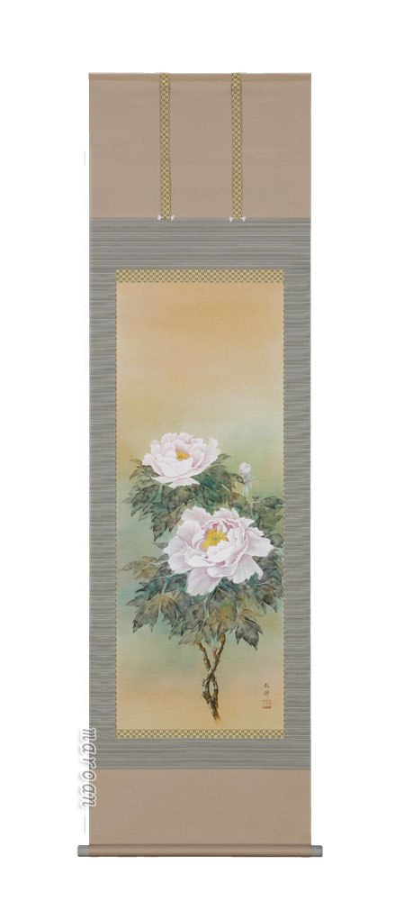 掛け軸／掛軸　牡丹（河津武禅）（太巻桐箱入）【送料無料】【代引手数料無料】｜まろ庵 104,280円