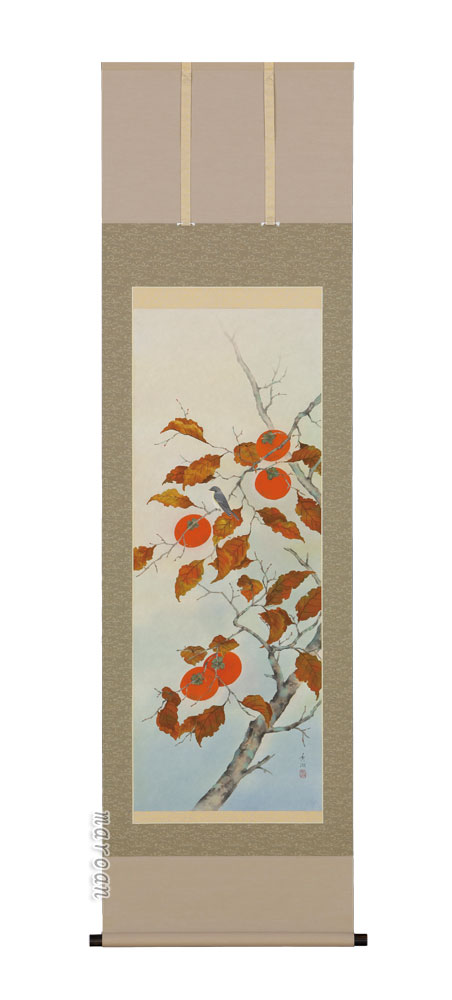 楽天市場】掛け軸 柿 (西沢葉香) （掛軸小物なし) 送料無料 【掛軸