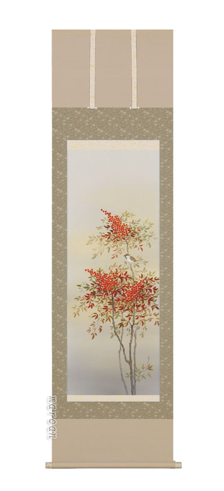 掛け軸　有芳　南天 楽天市場】掛け軸 掛軸（かけじく）南天に雀（堀 高泉）全国送料無料