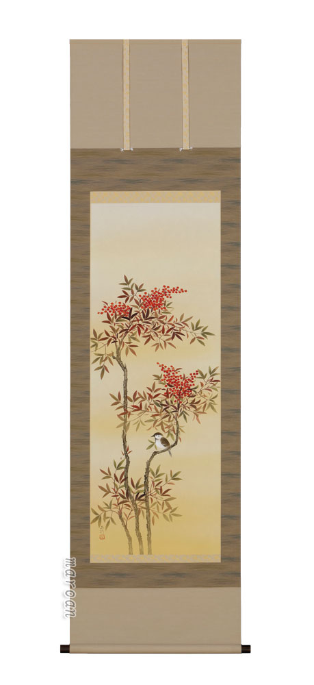 楽天市場】掛け軸 掛軸（かけじく）南天に雀（川島 正行）全国送料無料