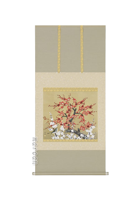 掛け軸/掛軸 紅白梅(井上清冶)(太巻桐箱入)【送料無料】【代引手数料無料】|まろ庵