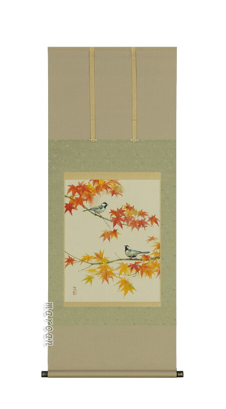 掛け軸／掛軸　四十雀（しじゅうから）（小川　和也）（尺五あんどん）(太巻き桐箱入） 【送料無料】【代引手数料無料】