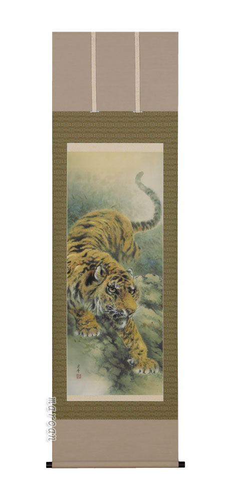 楽天市場】掛け軸 猛虎 (鷲見利彦) （掛軸小物なし) 送料無料 【掛軸