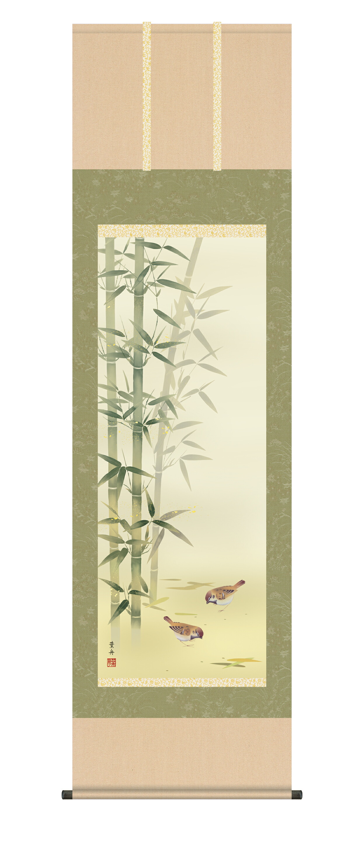 楽天市場】掛け軸 掛軸（かけじく）竹に雀（中谷 文魚）全国送料無料