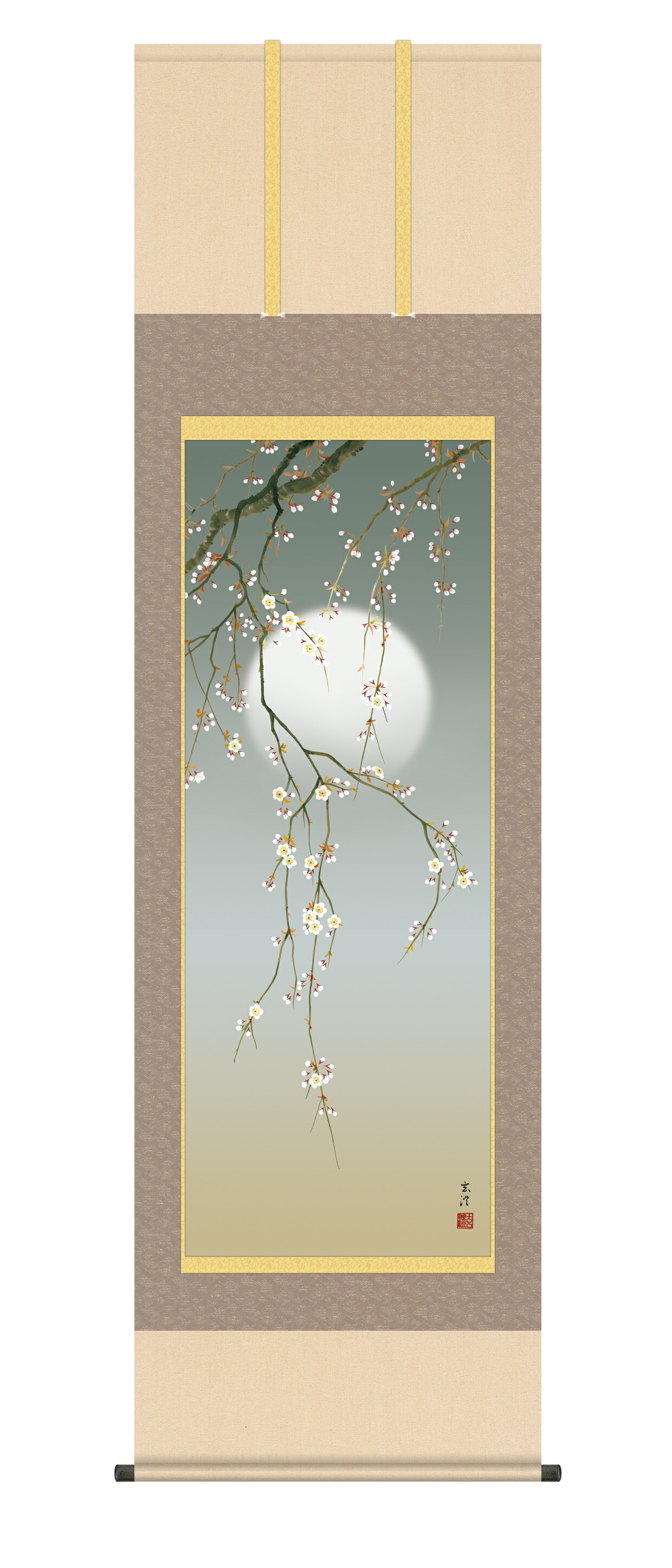 ★新品未使用★ 手書きブランド [禅]  夜桜掛け軸 7-130.jpg