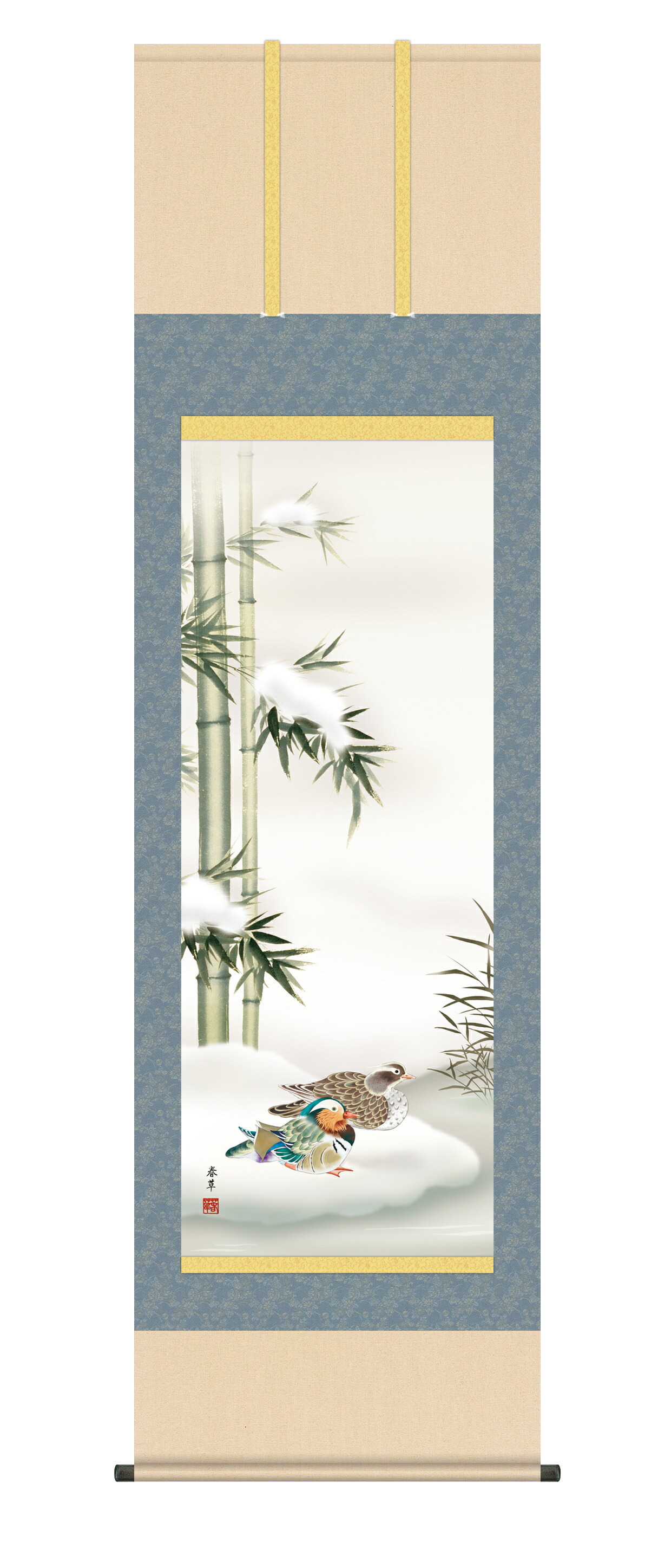 楽天市場】掛け軸 掛軸 花鳥 [尺五立]鴛鴦 おしどり (浮田 秋水)全国
