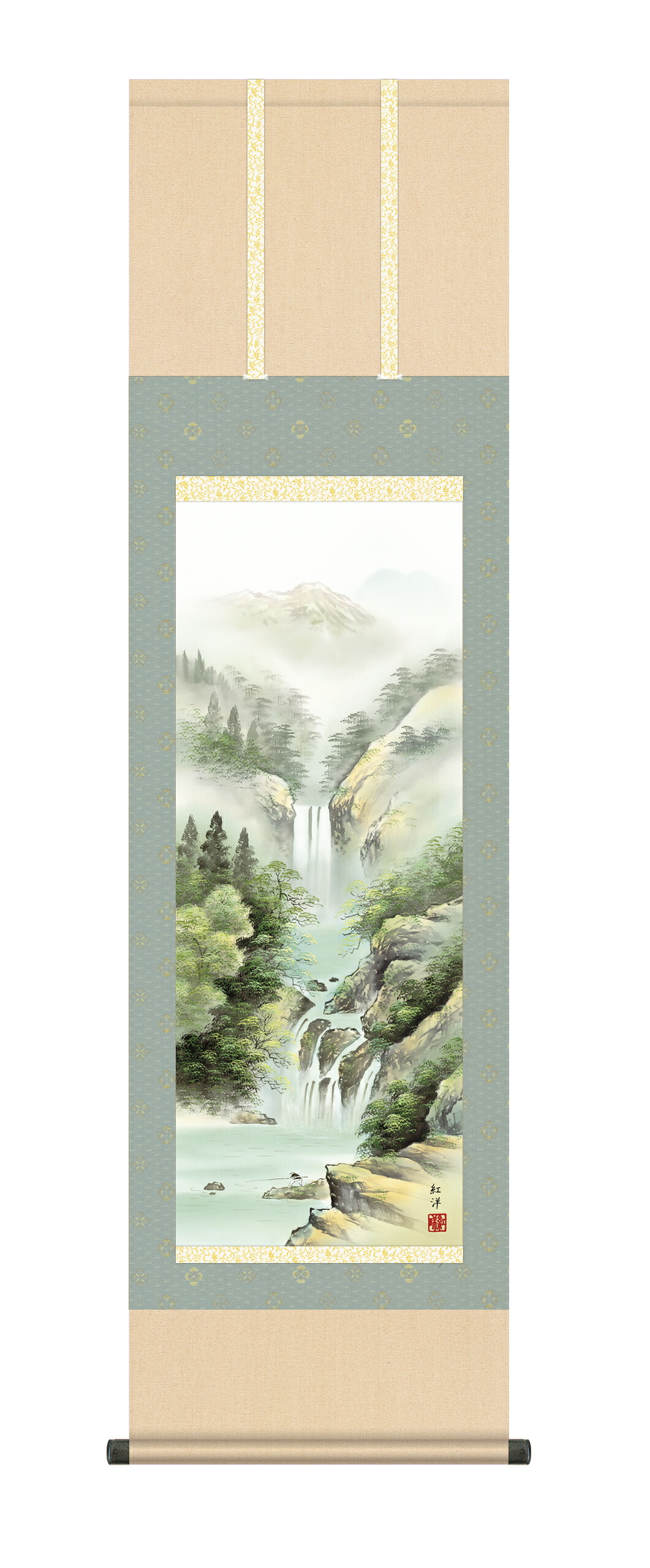 掛け軸／掛軸【山水】秀麗冽瀑（田口　紅洋）【送料無料】【代引手数料無料】｜まろ庵