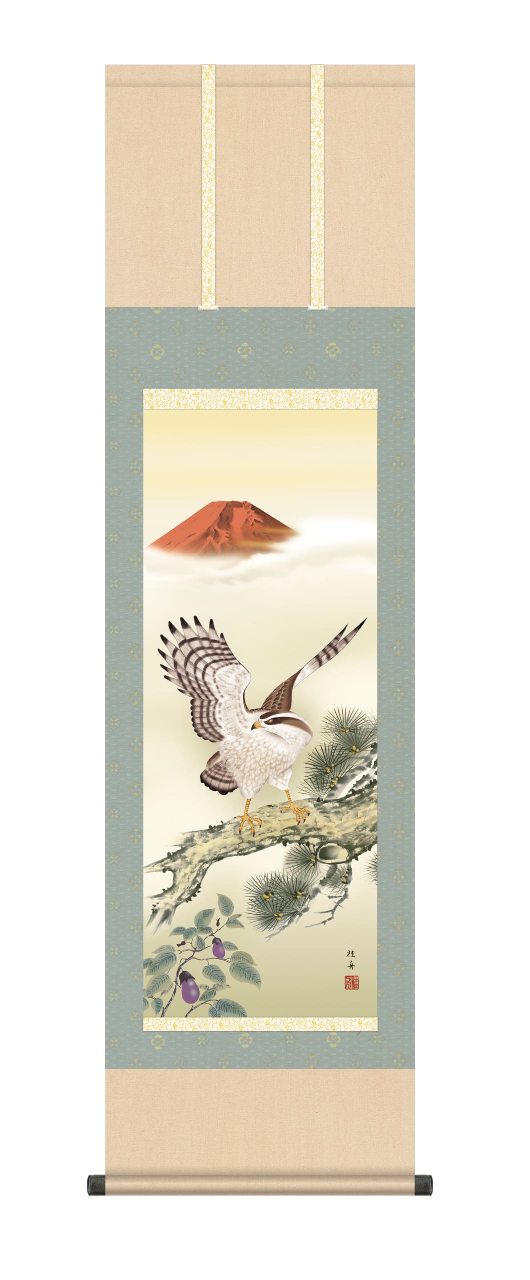 楽天市場】掛け軸／掛軸【正月掛け】一富士二鷹三茄子（高見 蘭