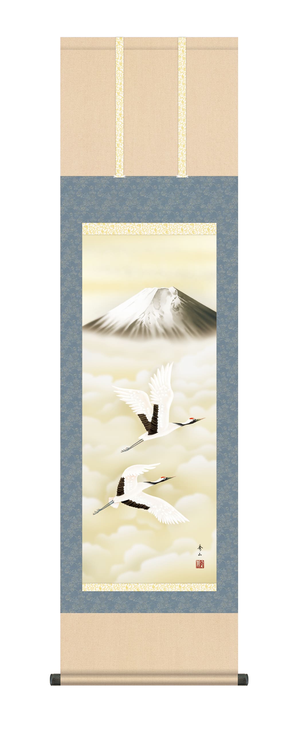 掛け軸(掛軸)【尺三幅】霊峰飛鶴（鈴村　秀山）【送料無料】【代引き手数料無料】｜まろ庵