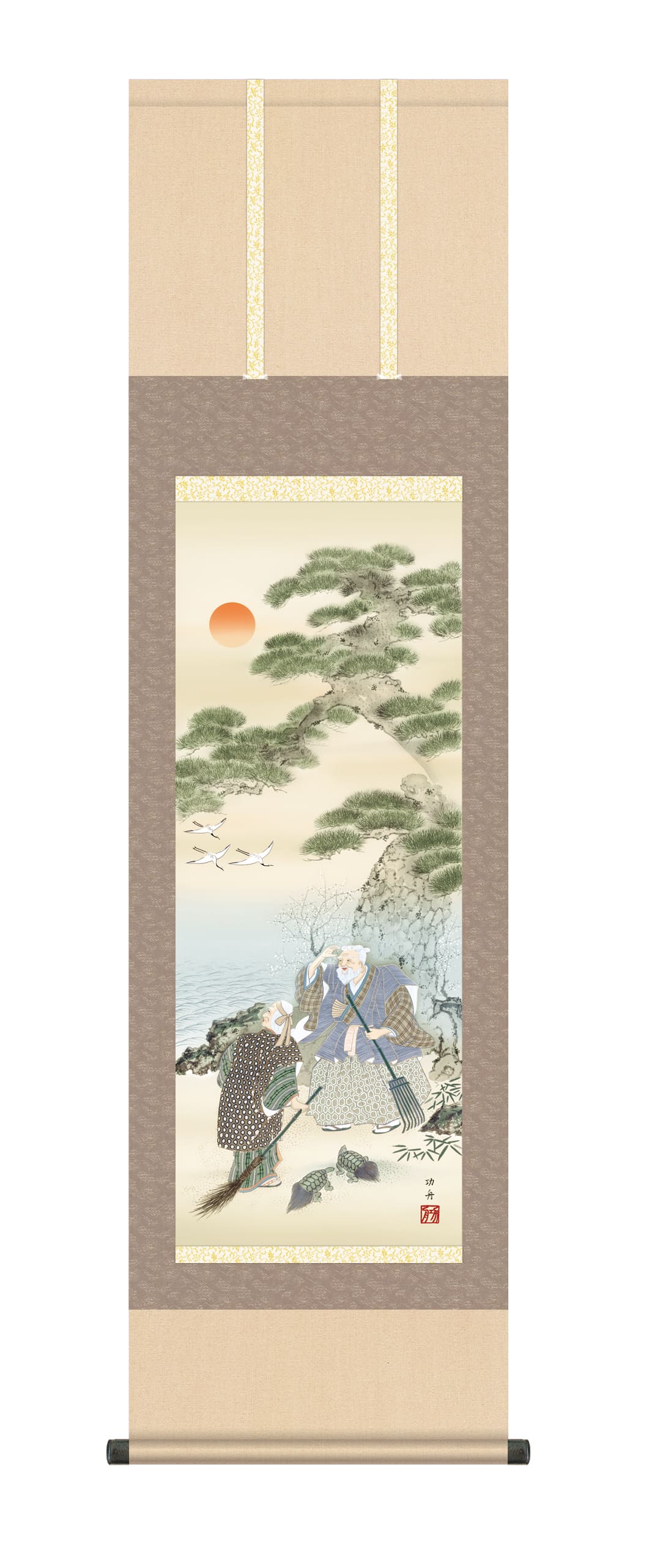 楽天市場】掛軸 高砂 野田秀仙画(掛け軸 尺五立) 幅54.5cm×丈
