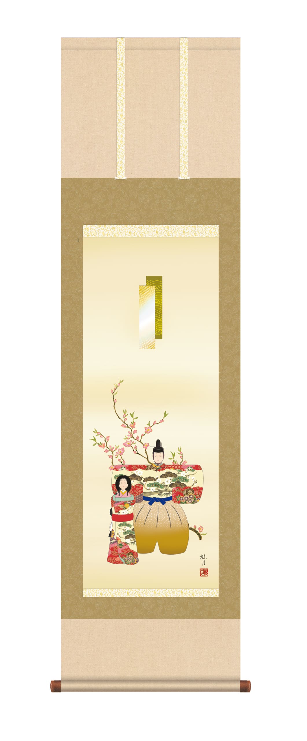 掛け軸／掛軸【お雛さま】 立雛（森山　観月） 　おひなさま　桃の節句　3月3日【送料無料】【代引手数料無料】