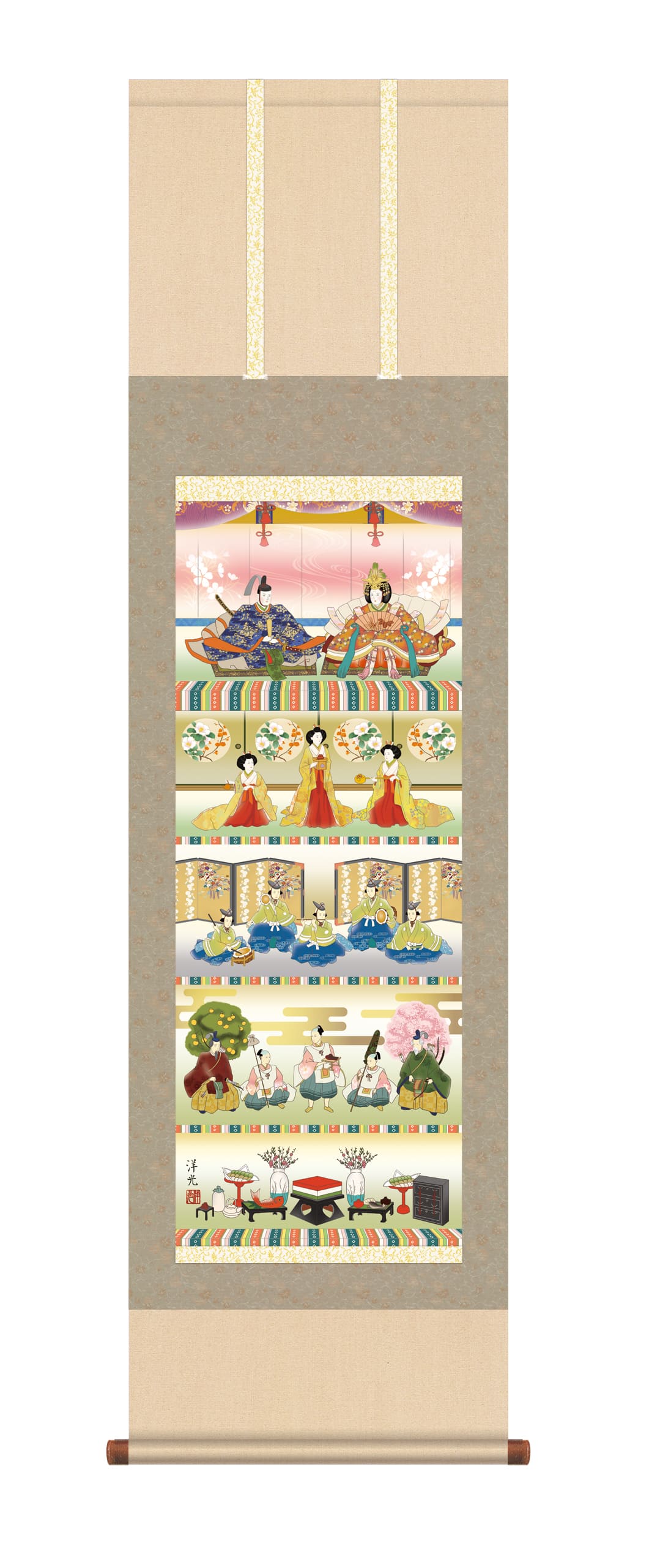 楽天市場】【ランキング獲得】西陣綾錦織掛軸（雛人形） 掛けるだけで