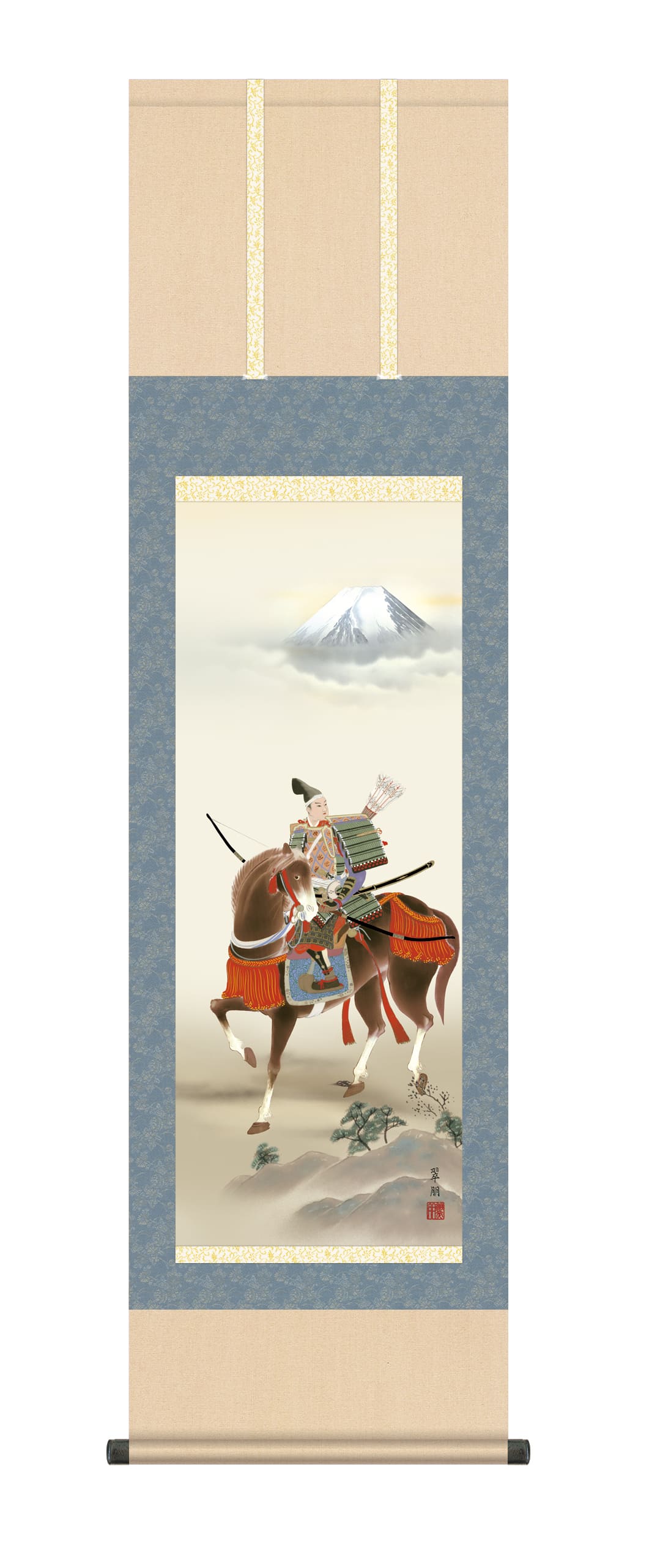楽天市場】掛け軸 掛軸（かけじく）[尺五立]馬上武者（鈴木 翠朋