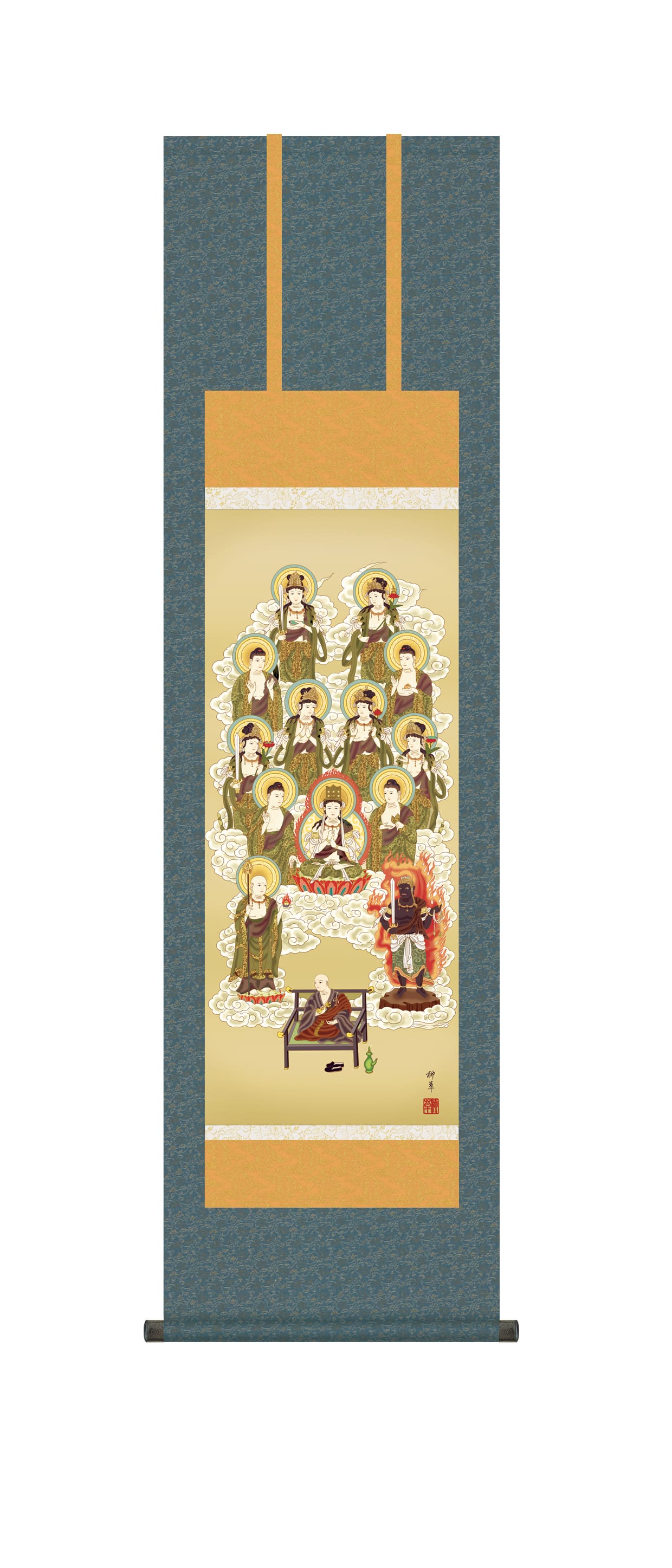 【掛け軸／掛軸／十三佛】<br>真言十三佛（芦田柳草）　【尺三】<br>　真言宗　弘法太師　空海　法要　法事　御命日　祭礼　【送料無料】【代引き手数料無料】