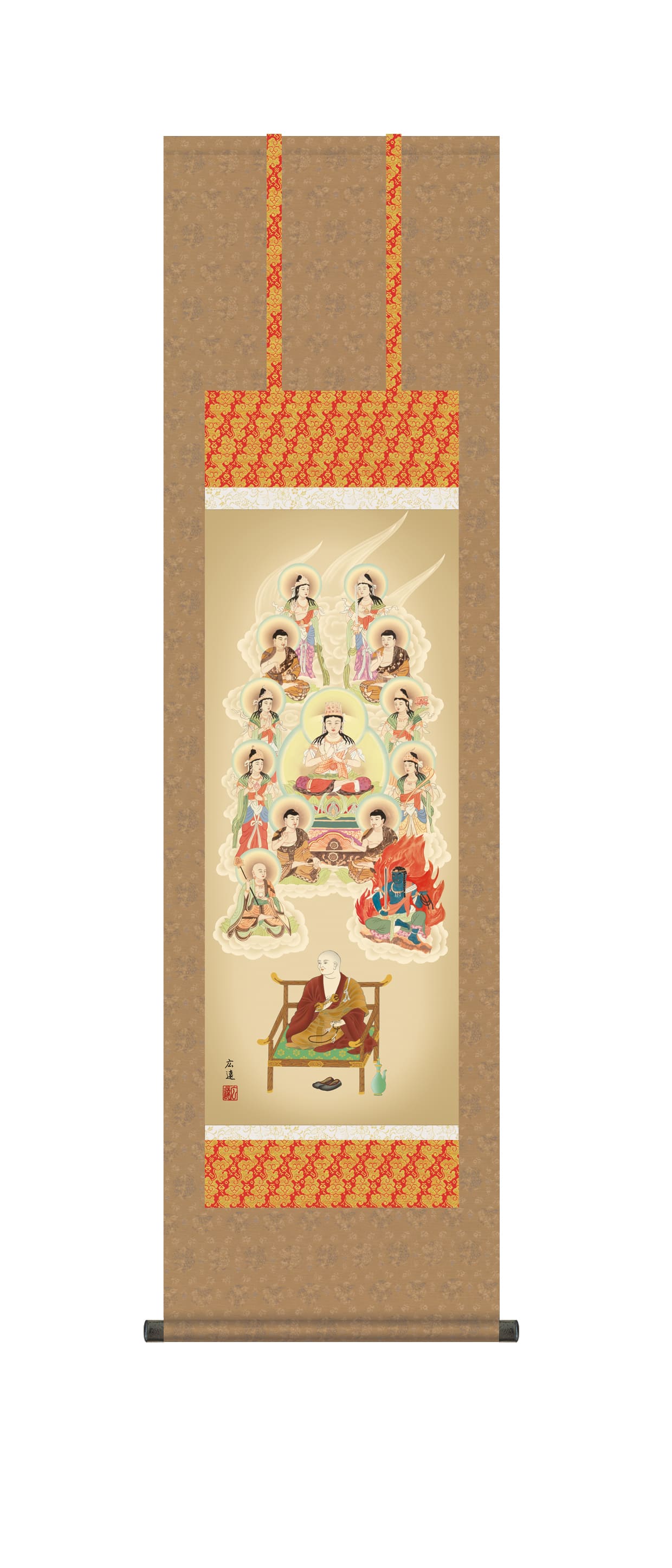 掛軸 村上華岳『十三佛 十三仏』仏画 絹本 共箱付 良好品 掛け軸 楽天市場】掛け軸【真言十三佛：H29ME1-J046】丈164cm×幅44.5cm(尺三