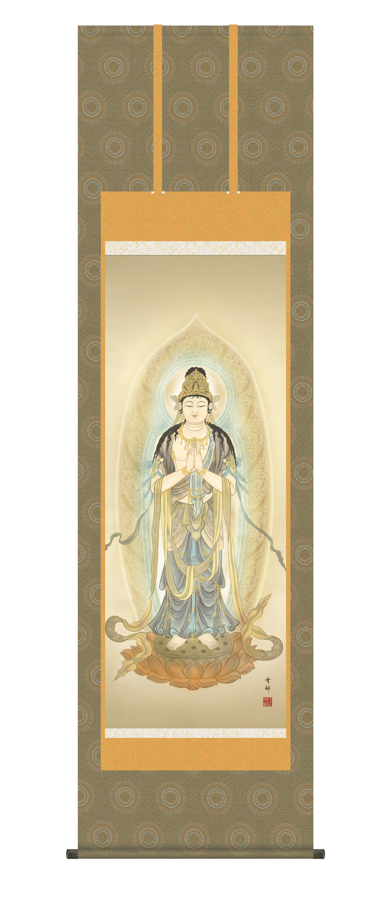 掛け軸 掛軸 観音様聖観音(中山 雪邨) 仏事画 行事飾り 観音 送料無料 代引手数料無料|まろ庵