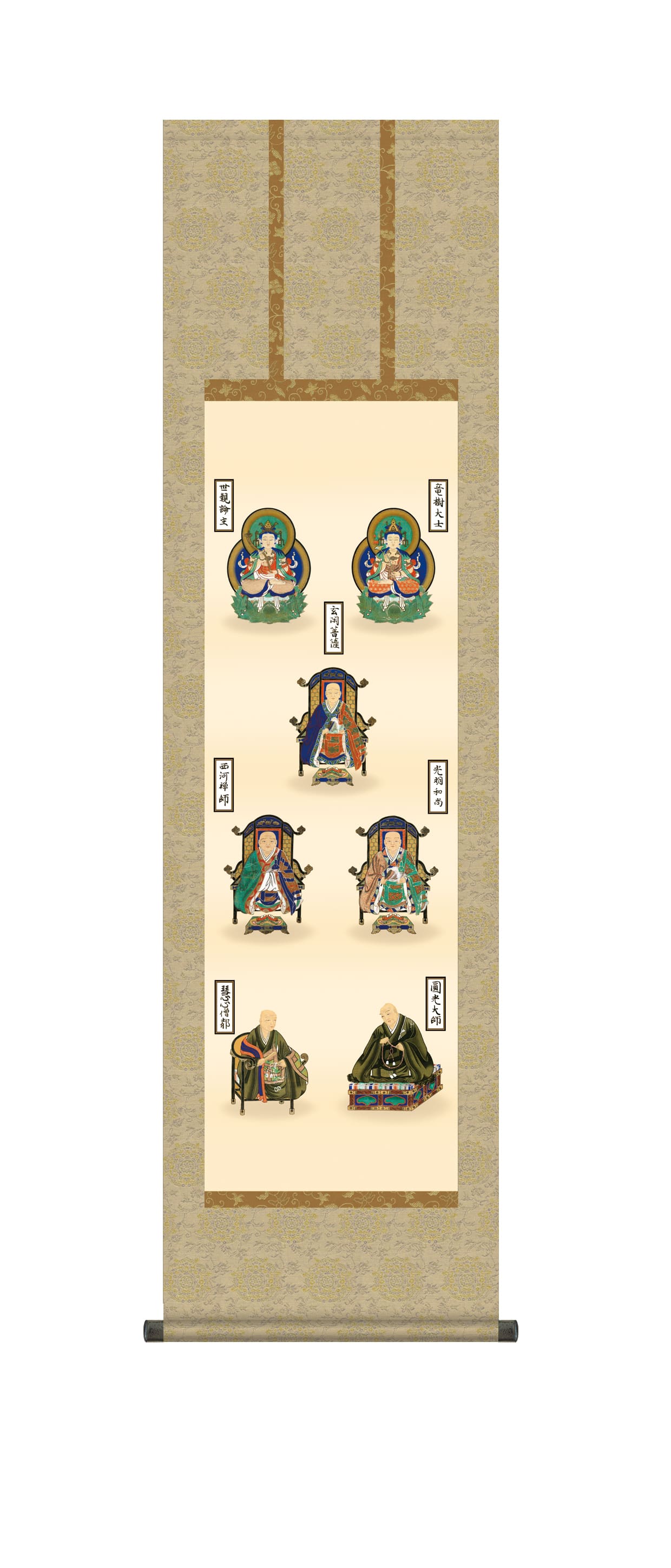 掛け軸 掛軸 浄土真宗 親鸞七高僧(山村 観峰)(尺三) 　仏事画　行事飾り【送料無料】【代引手数料無料】