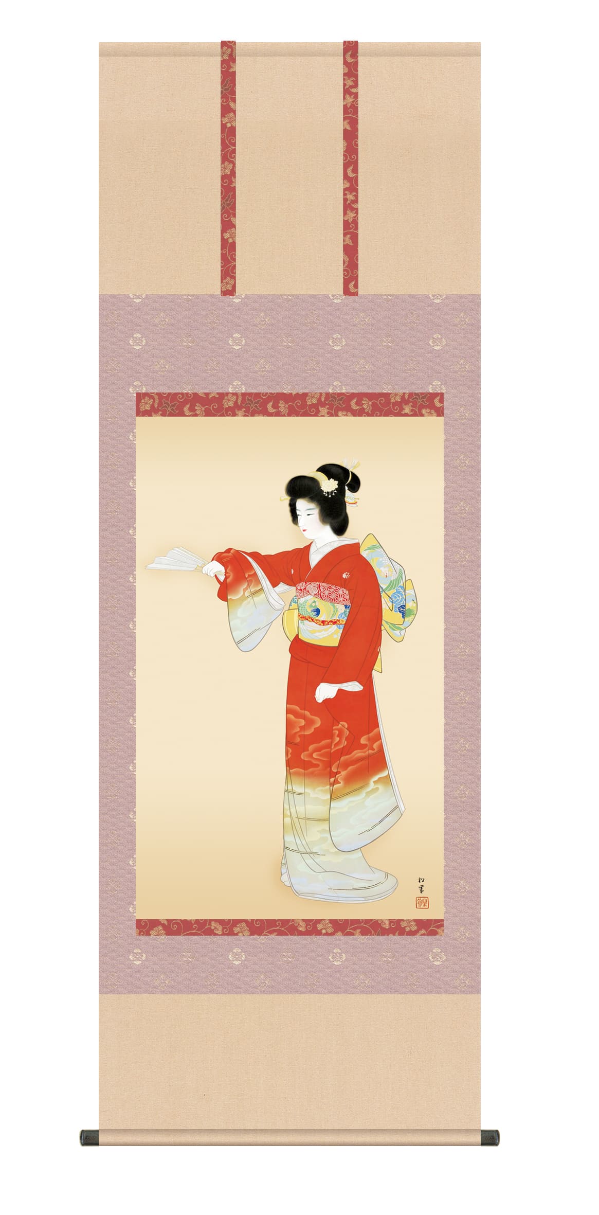 掛け軸 上村松園 『 灯 』 美人画 名品 複製 希少 茶道具 掛軸 新品 掛け軸 上村松園 『 序の舞 』 美人画 名品 複製 希少 茶道具