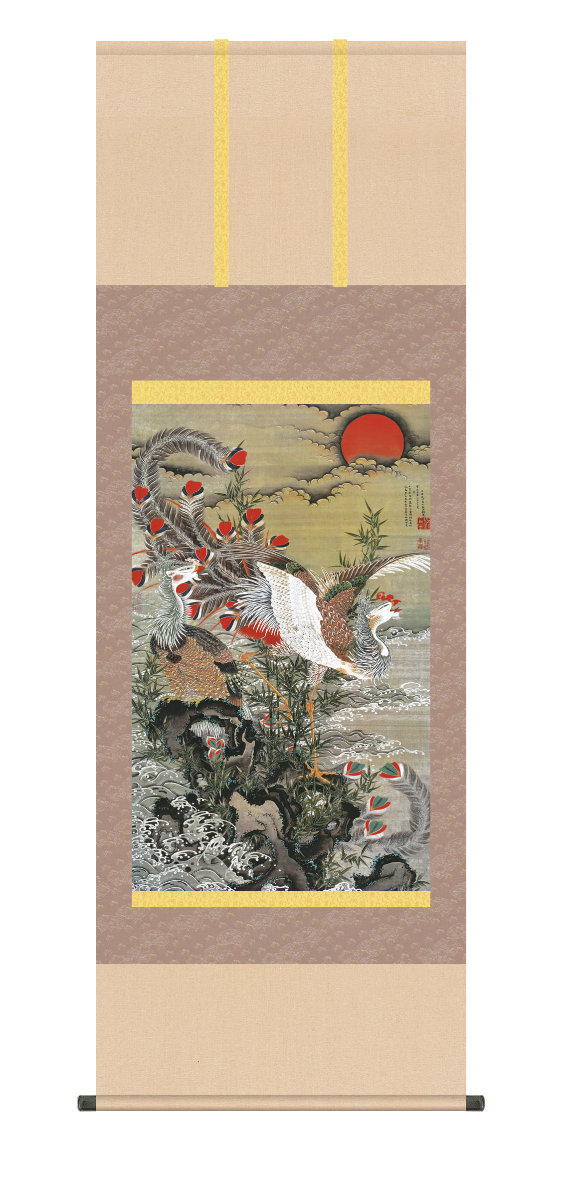 掛け軸(掛軸)【尺五】旭日鳳凰図（きょくじつほうおうず）　名画　複製　日本製　鳳凰　旭日【送料無料】【代引き手数料無料】