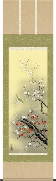 楽天市場】掛け軸 紅白梅に鶯 (田村竹世) 送料無料 掛軸 : 掛け軸