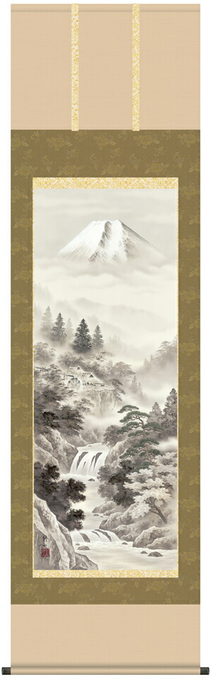 楽天市場】掛け軸／掛軸 彩色山水（林青峰）【送料無料】【代引き