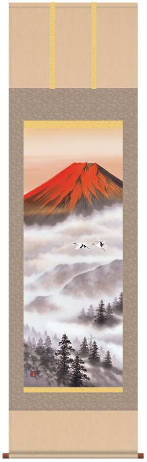 楽天市場】掛け軸 赤富士飛翔 (熊谷千風) 送料無料 掛軸 : 掛け軸