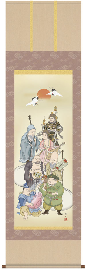 掛け軸 掛軸 慶祝 七福神 緒方 葉水 送料無料 代引手数料無料 Voli Me