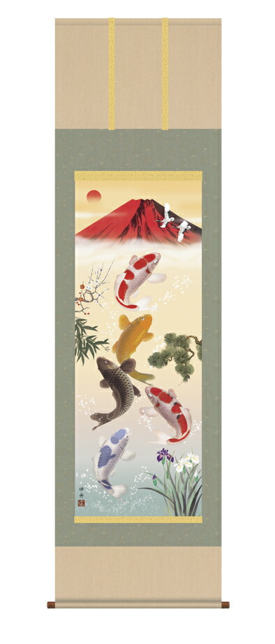 美品 掛け軸 高見朝蒼作 赤富士山水図 共箱 縁起物 太巻き付 美術年鑑掲載 楽天市場】掛け軸 モダン 掛軸 販売 赤富士(東村)【富士山 年中掛け