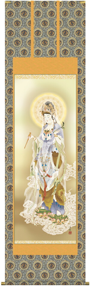 観音様掛軸　Y260 楽天市場】掛け軸 掛軸 観音様雲上観音(鈴木 翠朋)送料無料 代引