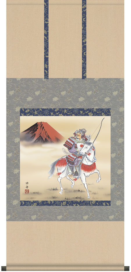 楽天市場】掛け軸 掛軸 武者(森 雪堂) 黒馬 尺五立【送料無料】【代引