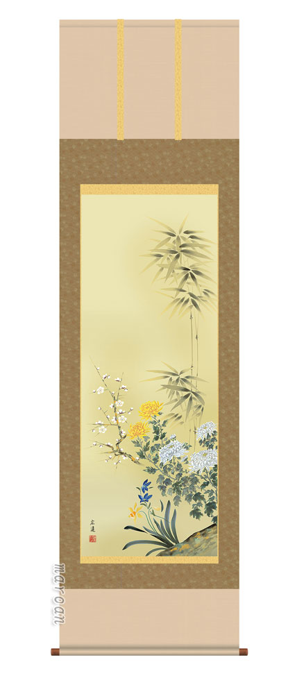 掛け軸 掛軸 花鳥 四君子（田中　広遠） 送料無料 代引き手数料無料