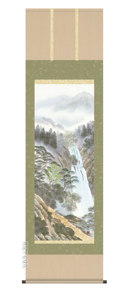 掛け軸／掛軸【山水/尺五】秀麗名瀧（江本　修山）【送料無料】【代引手数料無料】｜まろ庵