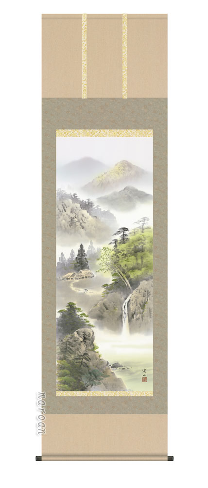 楽天市場】掛け軸／掛軸／かけじく 水墨山水（吉井大起）【送料無料