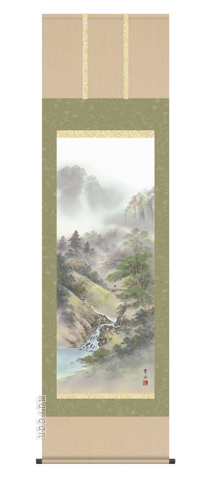 楽天市場】掛け軸／掛軸／かけじく【山水画／尺五】四季山水【春