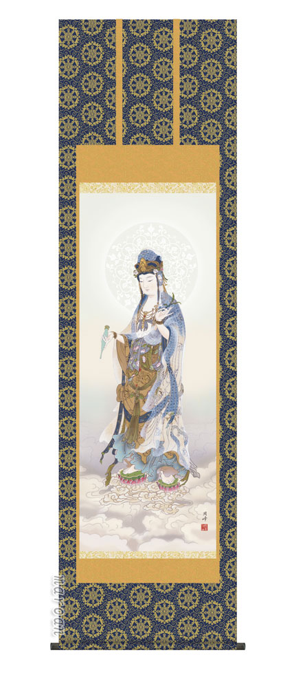 【掛け軸】雲上観音 掛け軸 掛軸 雲上観音 (左向き) 吉田真秋 (真作・新品) : 掛け軸