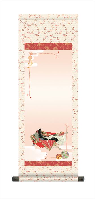 節句名入り掛け軸 【小町雛】サイズ：大(110cm)<br>掛軸 販売 名前旗 初節句 桃の節句 お雛様 名入れ<br>【送料無料】【代引き手数料無料】