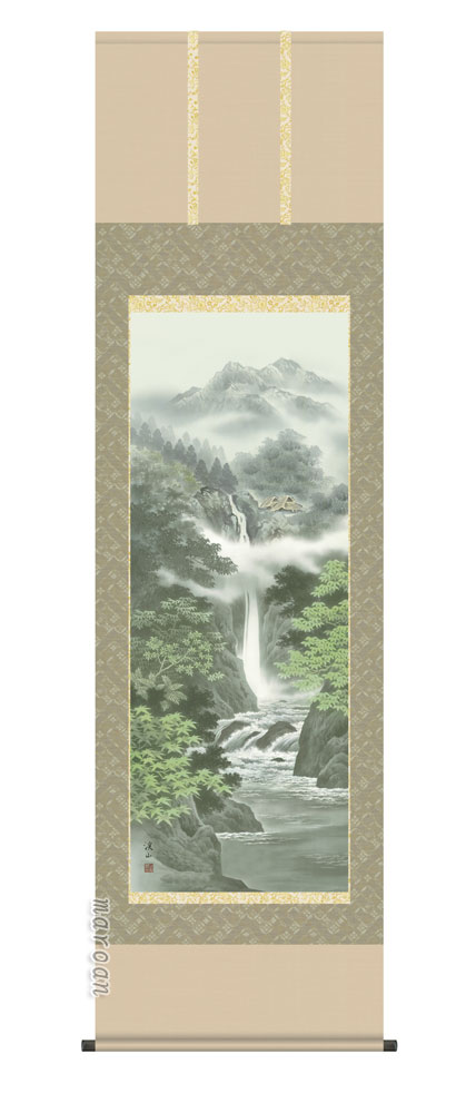 掛け軸　吉井大起　水墨山水　横　三枚裏　桐箱　二重箱　茶道　茶掛 楽天市場】掛け軸／掛軸／かけじく 水墨山水（吉井大起）【送料