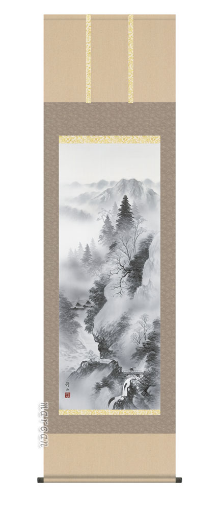 楽天市場】掛け軸／掛軸／かけじく 水墨山水（吉井大起）【送料