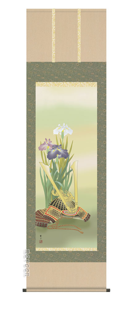 武者 節句 代引手数料無料 掛軸用品３点セットと表装品質保証書付き掛け軸 掛軸 送料無料 掛け軸 掛軸アート 美術品 骨董品 民芸品 まろ庵掛け軸