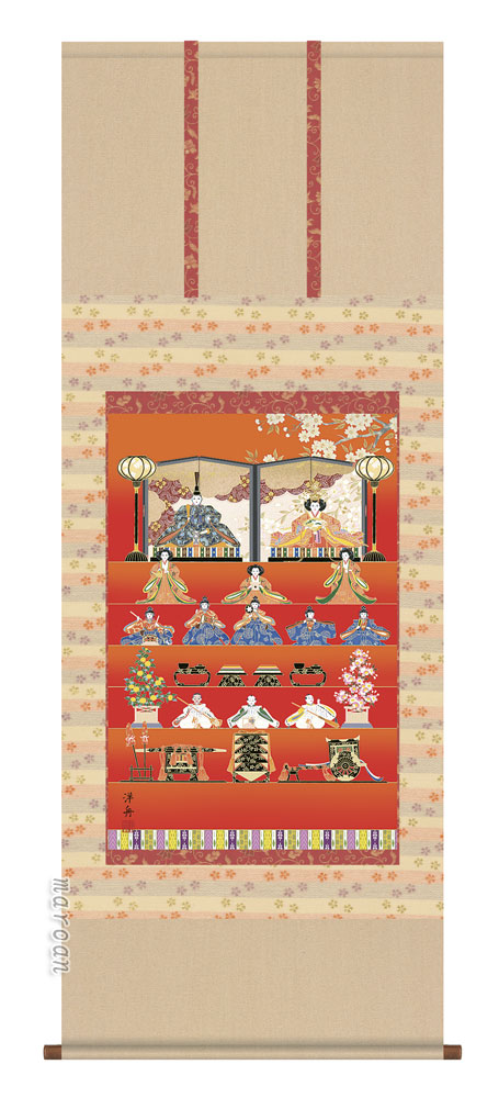 掛け軸／掛軸【桃の節句】 段飾り雛（小野　洋舟） 【送料無料】【代引手数料無料】