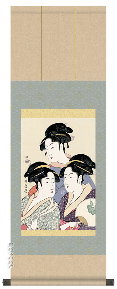 楽天市場】掛軸 浮世絵 美人画 寛政の三美人 喜多川歌麿（大