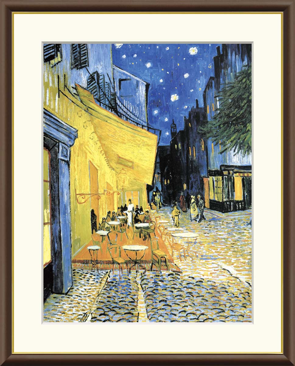 ゴッホ　「夜のカフェテラス」　　フィンセント・ヴィレム・ファン・ゴッホ　インテリア　絵画　名画　額　飾る　リビング　プレゼント　壁掛け　ギフト　絵【送料無料】【代引手数料無料】｜まろ庵