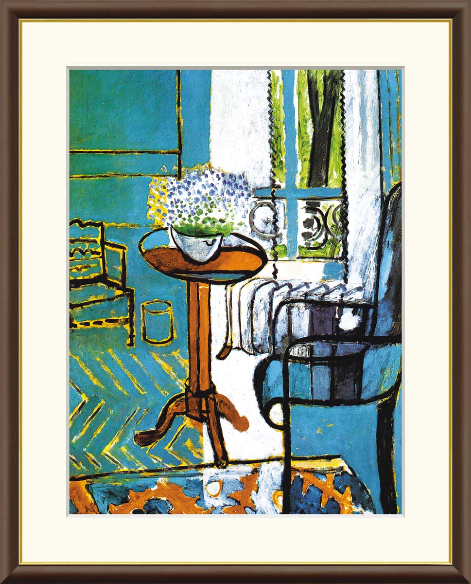 マティス　「窓・・忘れな草の室内」　　アンリ・マティス　インテリア　絵画　名画　額　飾る　リビング　プレゼント　壁掛け　ギフト　絵　野獣派【送料無料】【代引手数料無料】｜まろ庵