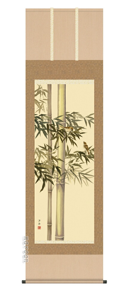 楽天市場】掛け軸 竹に雀 (鈴木竹甫) （掛軸小物なし）送料無料