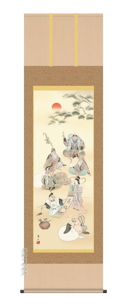 掛け軸／掛軸【慶祝】 七福神（榎本　東山） 【送料無料】【代引手数料無料】
