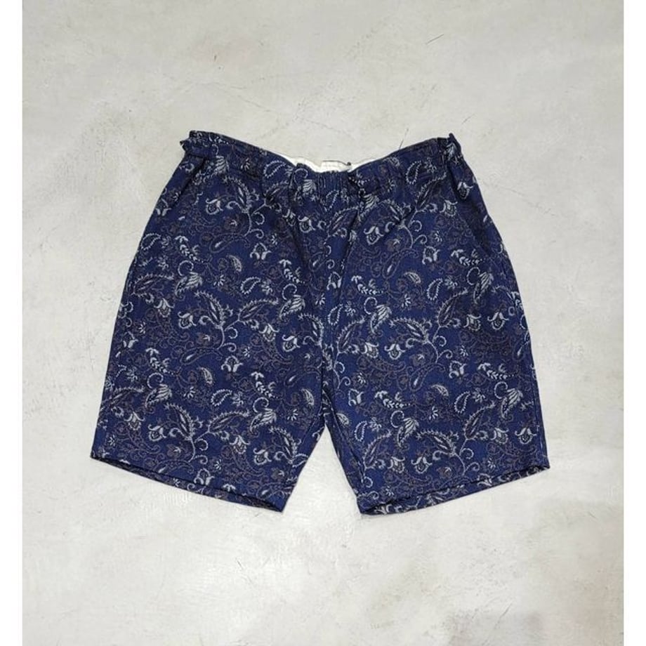 VOO INDIGO JACQUARD DENIM EZ SHORTS インディゴ &times; グレーペイズリー ヴォー EZショーツ｜maroon.webstore