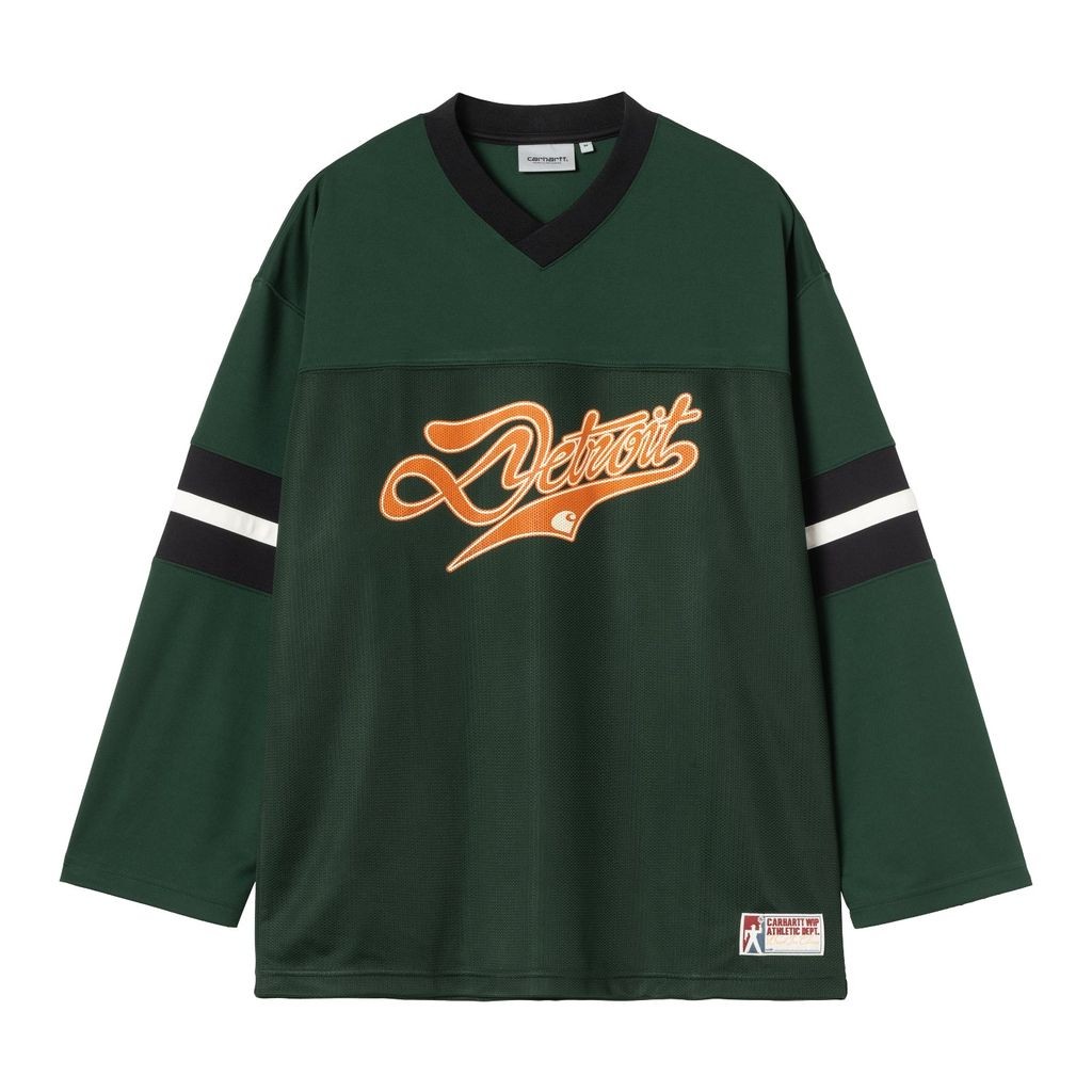 CARHARTT WIP  WIP L/S DETROIT MESH T-SHIRT - Conifer / Black / Wax