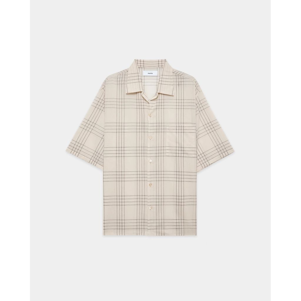 marka 60/1 Organic Cotton High Twisted Loan / Open Collar S/S Shirt｜maroon.webstore