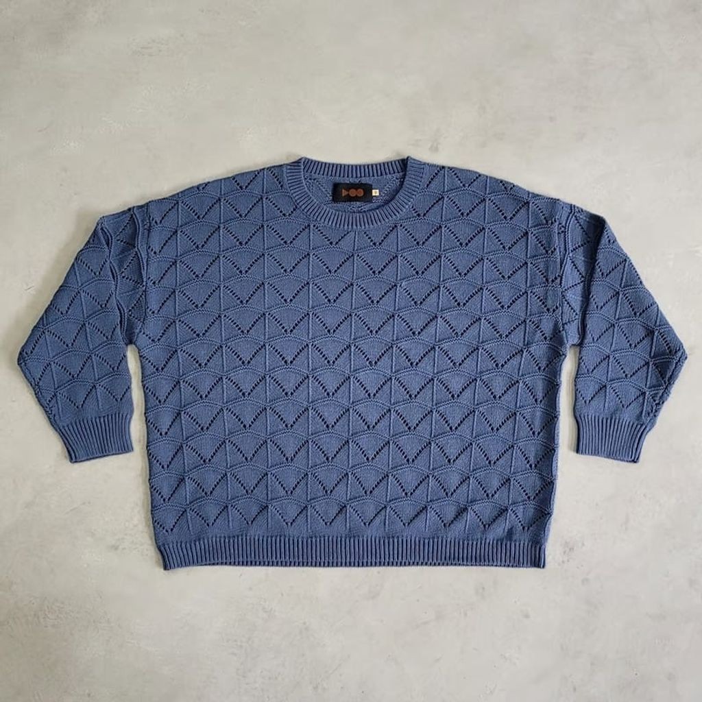 VOO VJQ KNIT （STEEL) ヴォー 九夏編み物 厚地の外套大いさ 24SS トップス-メンズファッション-ニット・セーター